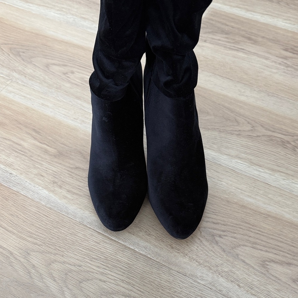 INC International Concepts Black Velour Heeled Boots - Picture 5 of 7